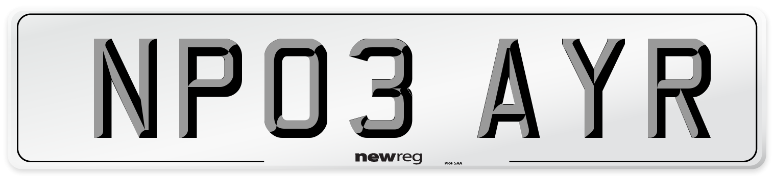 NP03 AYR Number Plate from New Reg